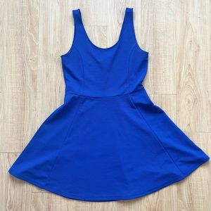 H&M Divided Navy Blue Structured Skater Dress with Thick Straps - Size 10